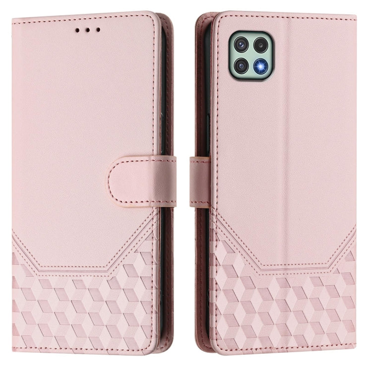 For Samsung Galaxy A22 5G / F42 Honeycomb Embossing RFID Leather Phone Case