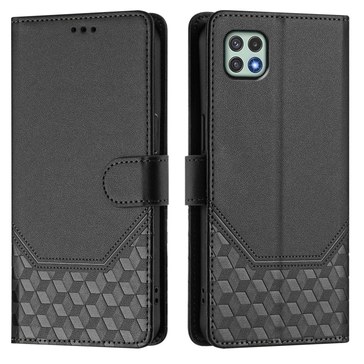 For Samsung Galaxy A22 5G / F42 Honeycomb Embossing RFID Leather Phone Case
