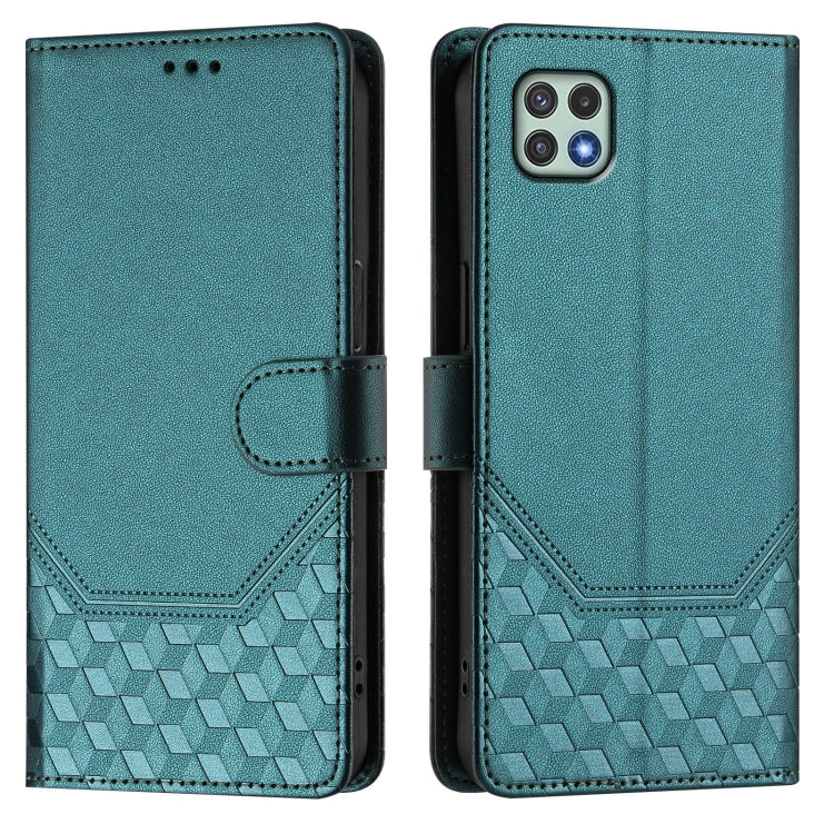 For Samsung Galaxy A22 5G / F42 Honeycomb Embossing RFID Leather Phone Case