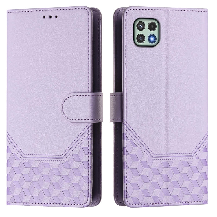 For Samsung Galaxy A22 5G / F42 Honeycomb Embossing RFID Leather Phone Case