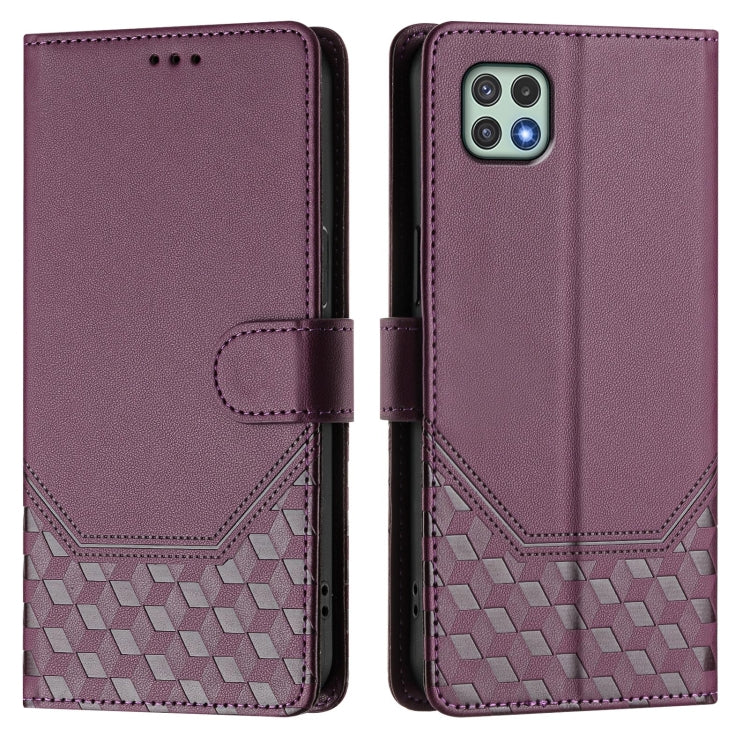 For Samsung Galaxy A22 5G / F42 Honeycomb Embossing RFID Leather Phone Case