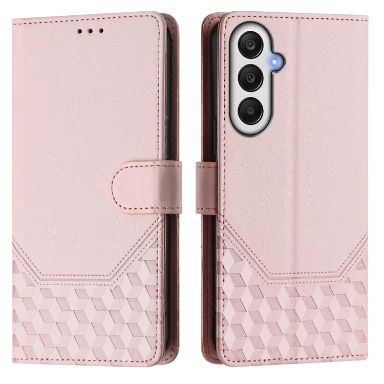 For Samsung Galaxy A25 5G Global Honeycomb Embossing RFID Leather Phone Case