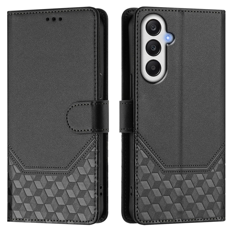For Samsung Galaxy A25 5G Global Honeycomb Embossing RFID Leather Phone Case