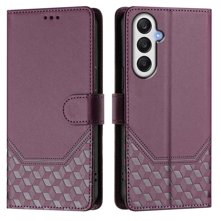 For Samsung Galaxy A25 5G Global Honeycomb Embossing RFID Leather Phone Case