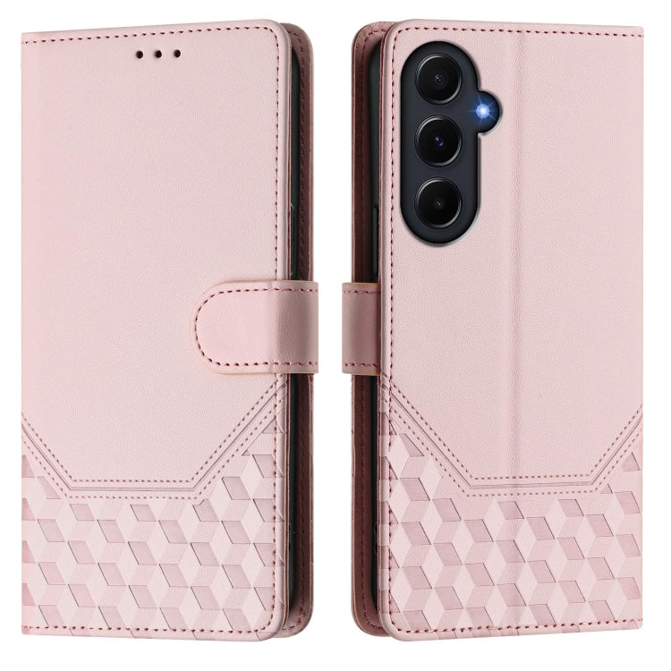 For Samsung Galaxy A55 5G Global Honeycomb Embossing RFID Leather Phone Case