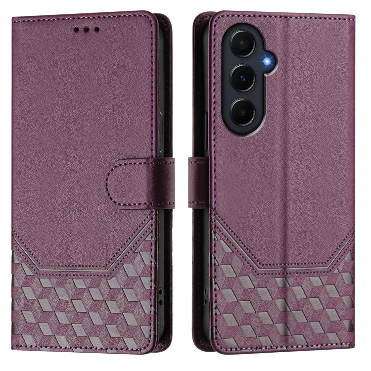 For Samsung Galaxy A55 5G Global Honeycomb Embossing RFID Leather Phone Case