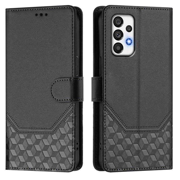 For Samsung Galaxy A73 5G Honeycomb Embossing RFID Leather Phone Case