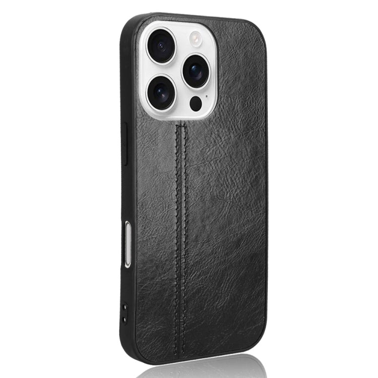 For iPhone 16 Pro Cow Pattern Sewing Card Bag Phone Case