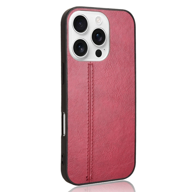 For iPhone 16 Pro Cow Pattern Sewing Card Bag Phone Case