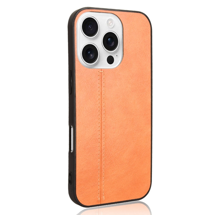 For iPhone 16 Pro Cow Pattern Sewing Card Bag Phone Case