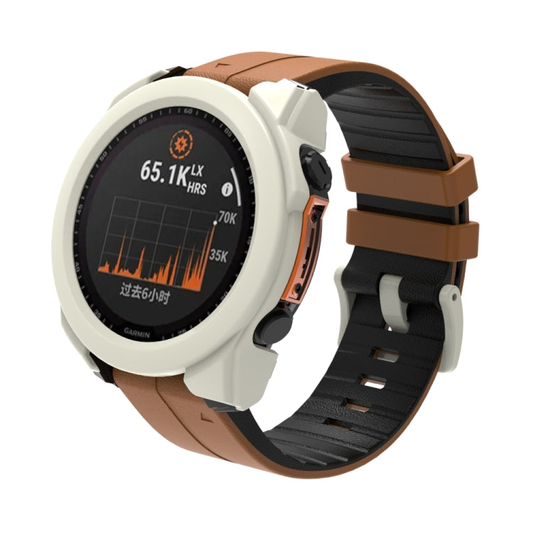 For Garmin Fenix 8 AMOLED 47mm Tempered Glass Film Integrated PC Watch Protective Case