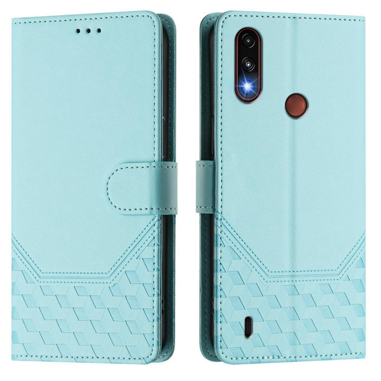 For Motorola Moto E7 Power 2021 Honeycomb Embossing RFID Leather Phone Case