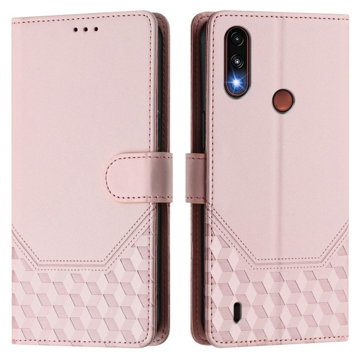 For Motorola Moto E7 Power 2021 Honeycomb Embossing RFID Leather Phone Case