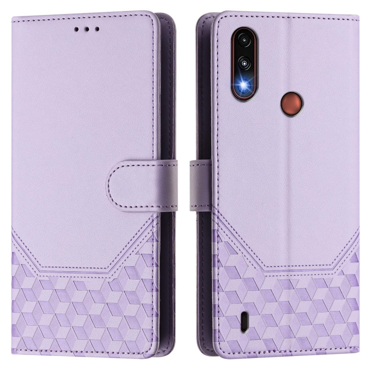 For Motorola Moto E7 Power 2021 Honeycomb Embossing RFID Leather Phone Case