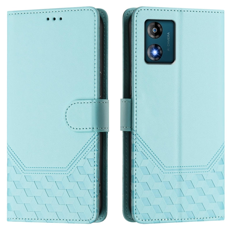 For Motorola Moto E13 2023 4G Honeycomb Embossing RFID Leather Phone Case
