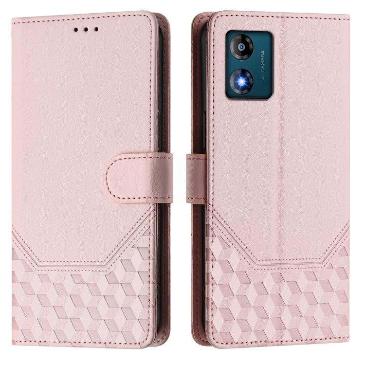 For Motorola Moto E13 2023 4G Honeycomb Embossing RFID Leather Phone Case