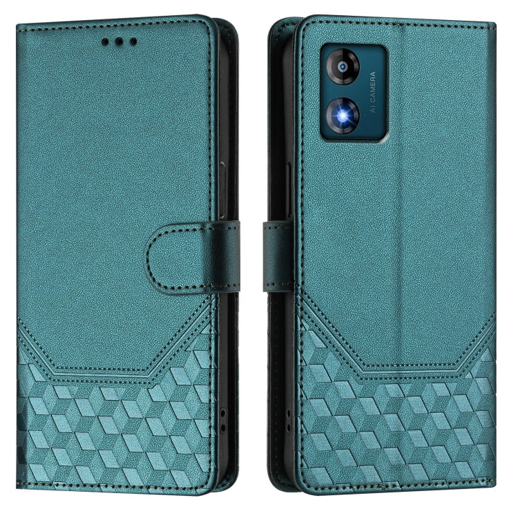 For Motorola Moto E13 2023 4G Honeycomb Embossing RFID Leather Phone Case