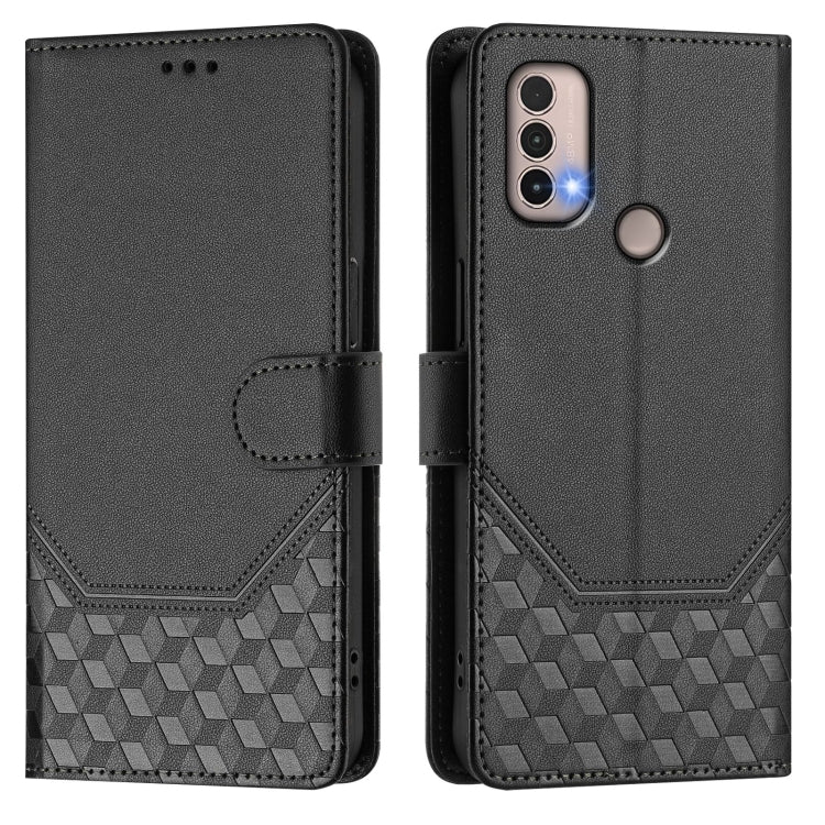 For Motorola Moto E40 / E30 / E20 Honeycomb Embossing RFID Leather Phone Case