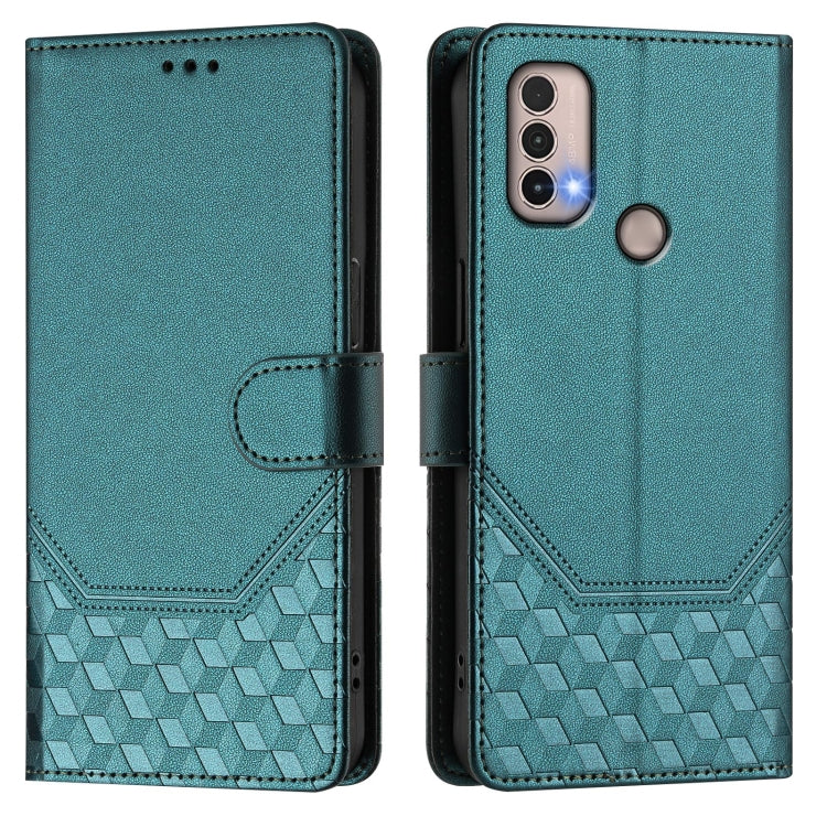 For Motorola Moto E40 / E30 / E20 Honeycomb Embossing RFID Leather Phone Case