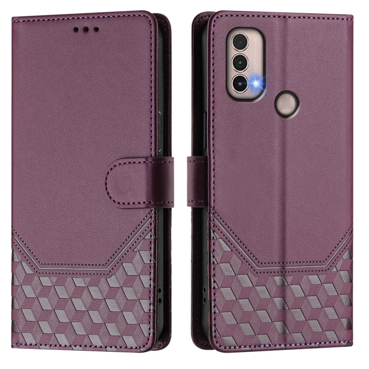 For Motorola Moto E40 / E30 / E20 Honeycomb Embossing RFID Leather Phone Case