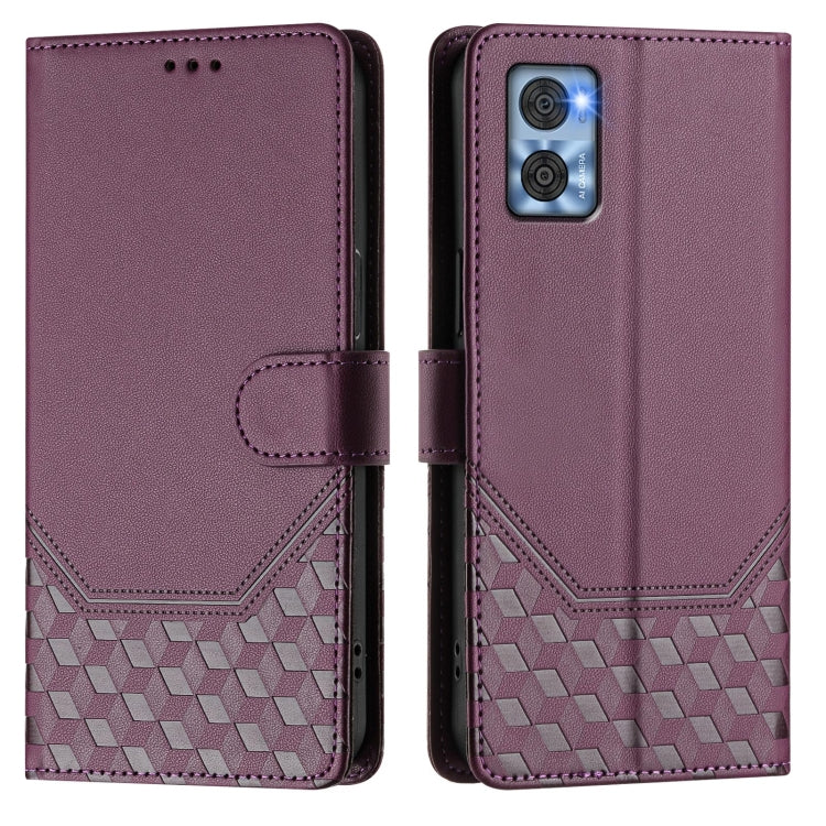 For Motorola Moto E22 4G / E22i 4G Honeycomb Embossing RFID Leather Phone Case