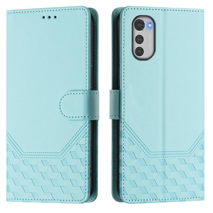 For Motorola Moto E32 4G Oversea Honeycomb Embossing RFID Leather Phone Case