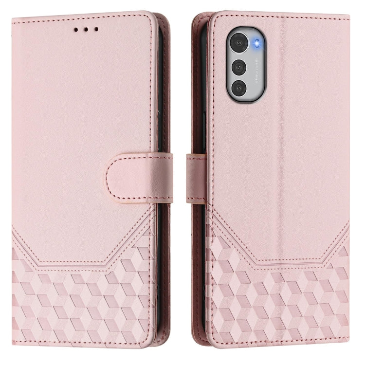 For Motorola Moto E32 4G Oversea Honeycomb Embossing RFID Leather Phone Case