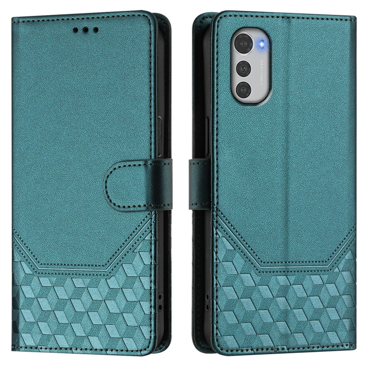 For Motorola Moto E32 4G Oversea Honeycomb Embossing RFID Leather Phone Case