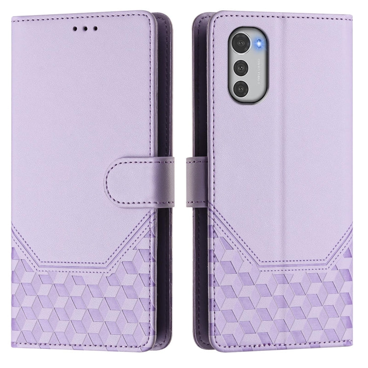 For Motorola Moto E32 4G Oversea Honeycomb Embossing RFID Leather Phone Case