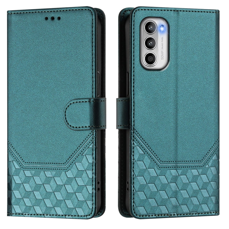 For Motorola Moto G 5G 2022 Honeycomb Embossing RFID Leather Phone Case