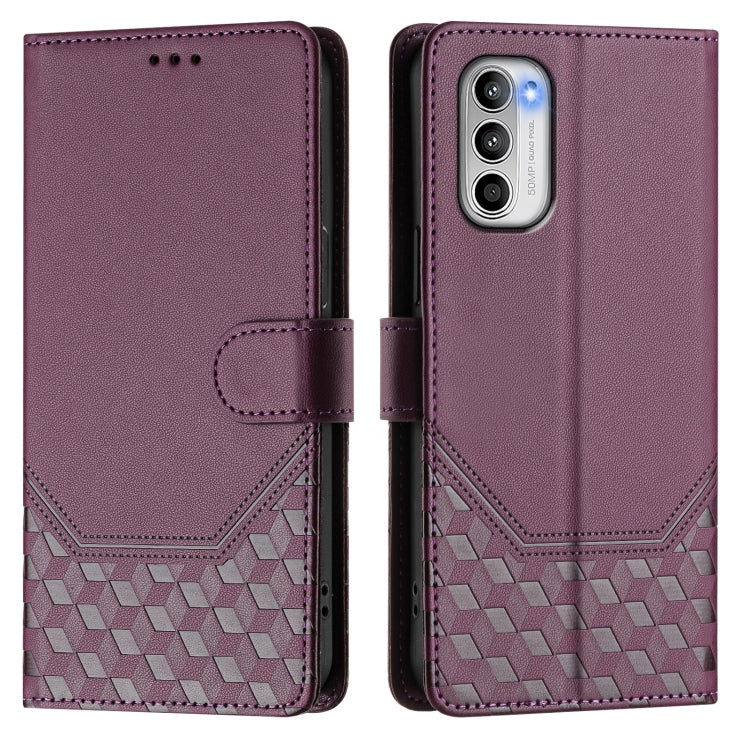 For Motorola Moto G 5G 2022 Honeycomb Embossing RFID Leather Phone Case