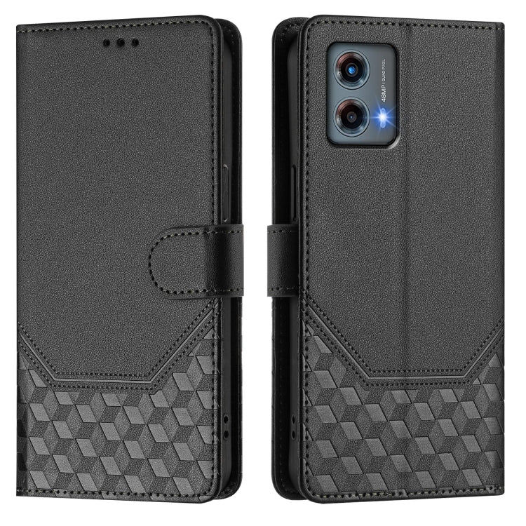 For Motorola Moto G 5G 2023 Honeycomb Embossing RFID Leather Phone Case