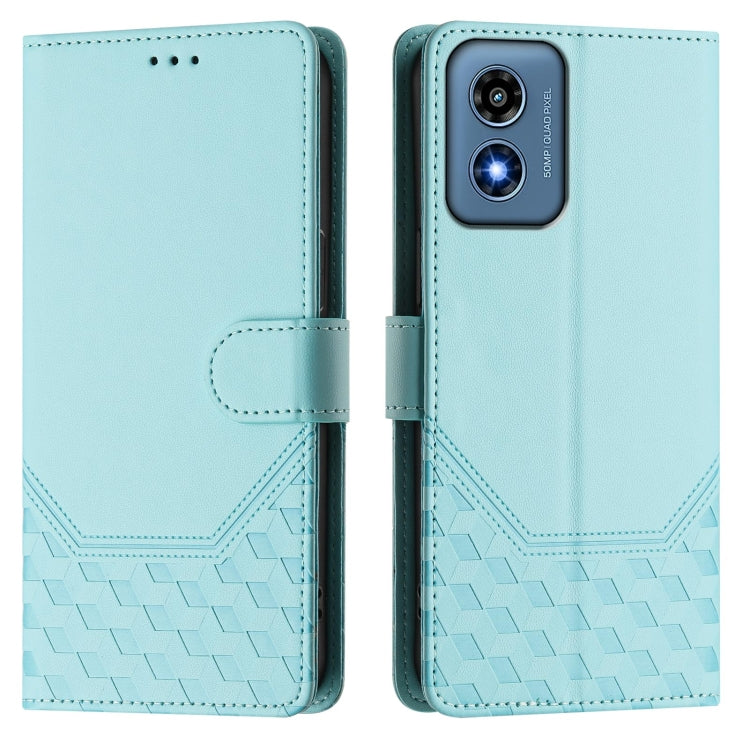 For Motorola Moto G Play 4G 2024 Oversea Honeycomb Embossing RFID Leather Phone Case