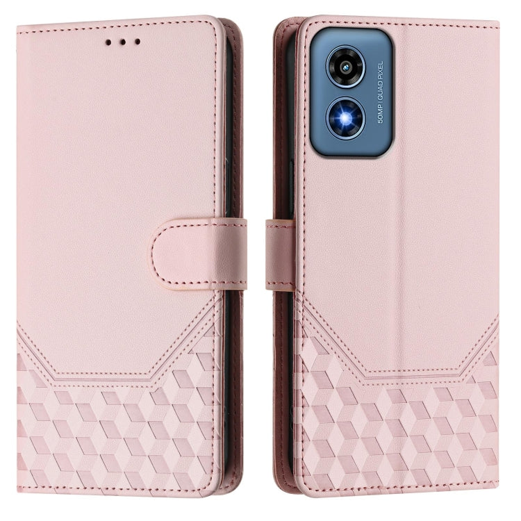 For Motorola Moto G Play 4G 2024 Oversea Honeycomb Embossing RFID Leather Phone Case