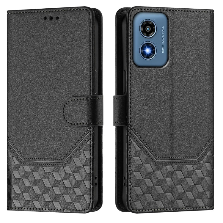 For Motorola Moto G Play 4G 2024 Oversea Honeycomb Embossing RFID Leather Phone Case