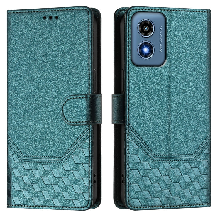 For Motorola Moto G Play 4G 2024 Oversea Honeycomb Embossing RFID Leather Phone Case