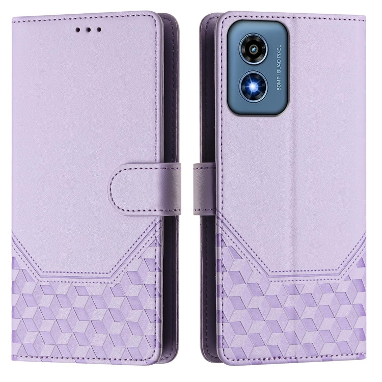 For Motorola Moto G Play 4G 2024 Oversea Honeycomb Embossing RFID Leather Phone Case