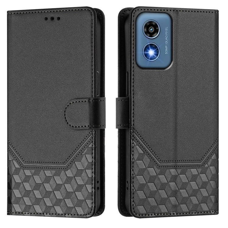 For Motorola Moto G Play 5G 2024 Oversea Honeycomb Embossing RFID Leather Phone Case
