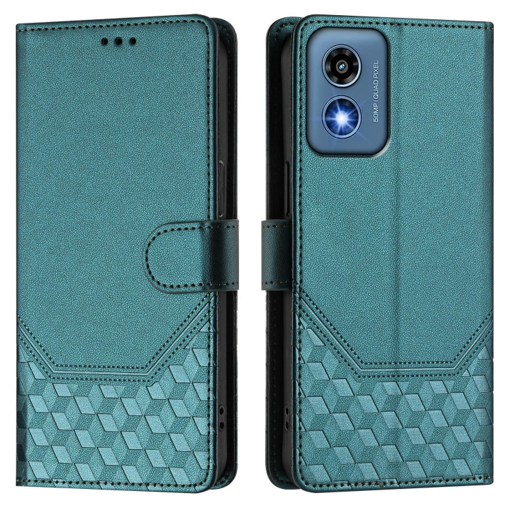 For Motorola Moto G Play 5G 2024 Oversea Honeycomb Embossing RFID Leather Phone Case