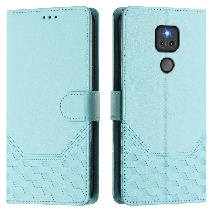 For Motorola Moto G Play 2021 Honeycomb Embossing RFID Leather Phone Case