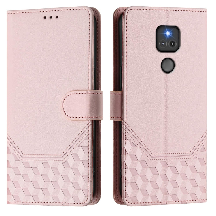 For Motorola Moto G Play 2021 Honeycomb Embossing RFID Leather Phone Case