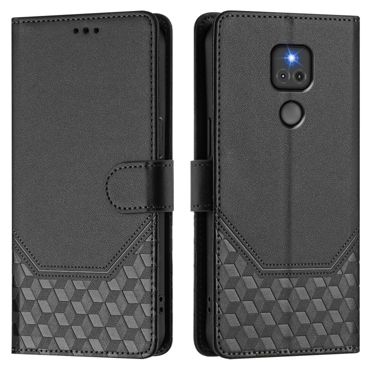 For Motorola Moto G Play 2021 Honeycomb Embossing RFID Leather Phone Case