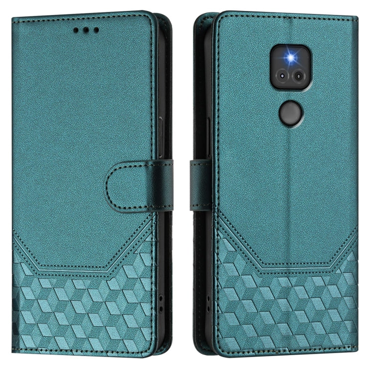 For Motorola Moto G Play 2021 Honeycomb Embossing RFID Leather Phone Case