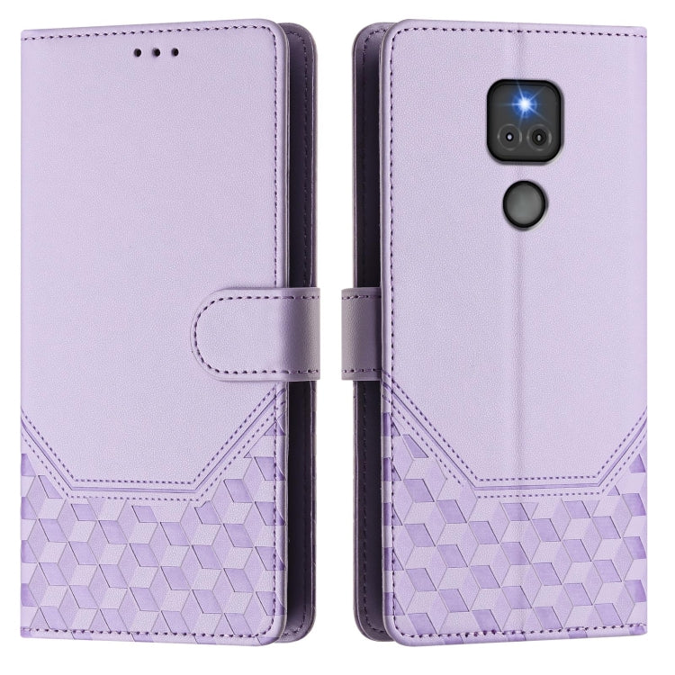 For Motorola Moto G Play 2021 Honeycomb Embossing RFID Leather Phone Case
