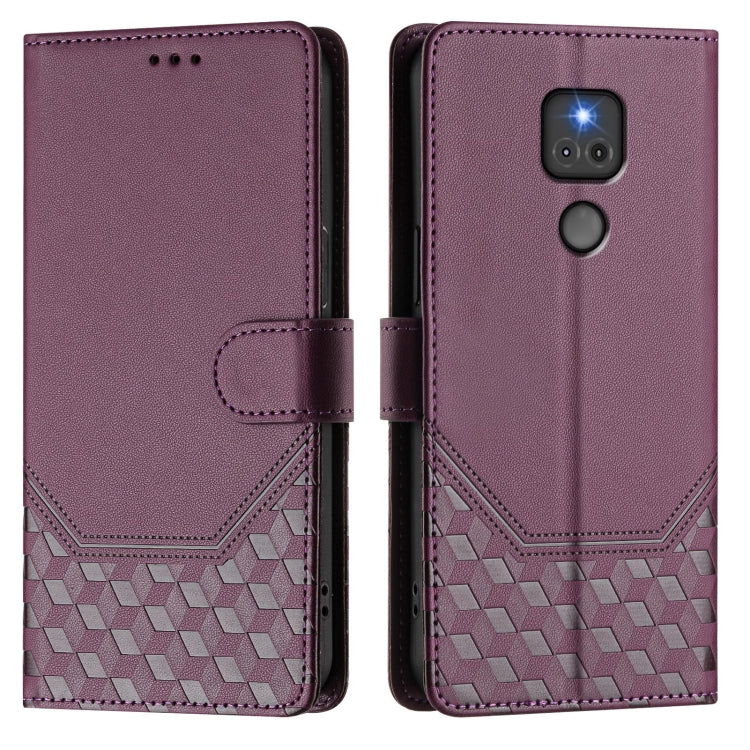 For Motorola Moto G Play 2021 Honeycomb Embossing RFID Leather Phone Case
