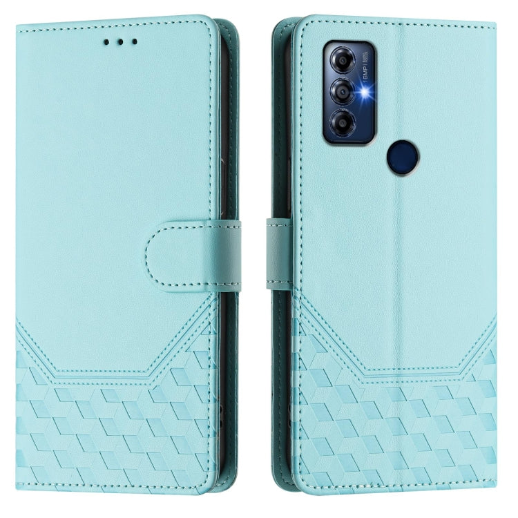For Motorola Moto G Play 2022 Honeycomb Embossing RFID Leather Phone Case