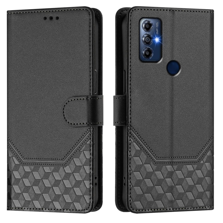 For Motorola Moto G Play 2022 Honeycomb Embossing RFID Leather Phone Case