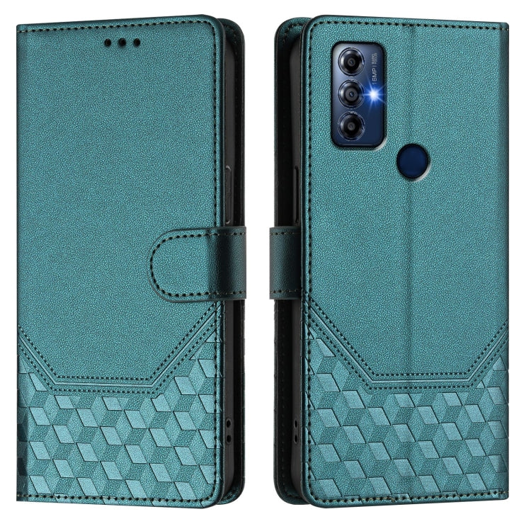 For Motorola Moto G Play 2022 Honeycomb Embossing RFID Leather Phone Case