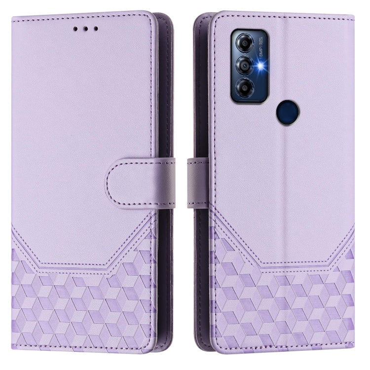 For Motorola Moto G Play 2022 Honeycomb Embossing RFID Leather Phone Case