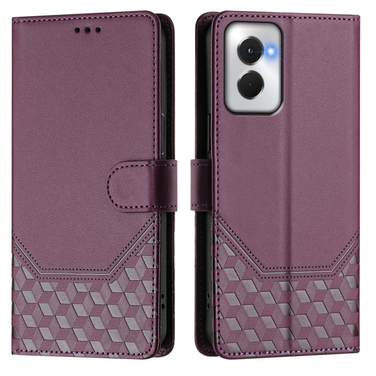 For Motorola Moto G Power 5G 2024 Honeycomb Embossing RFID Leather Phone Case